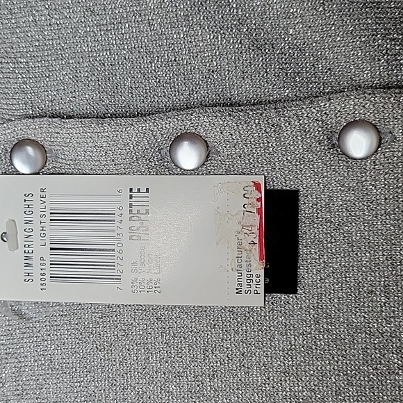 Grace Elements Silver Shimmery Women's Short Cardigan 53% Silk P/S NWT - Picture 7 of 7